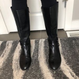 Tory Burch Black Leather Tall Riding Boots